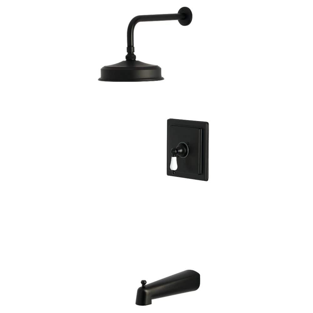 Kingston Brass Demure 1-Handle 1-Spray Tub and Shower Faucet 1.8 GPM in Matte Black (1)