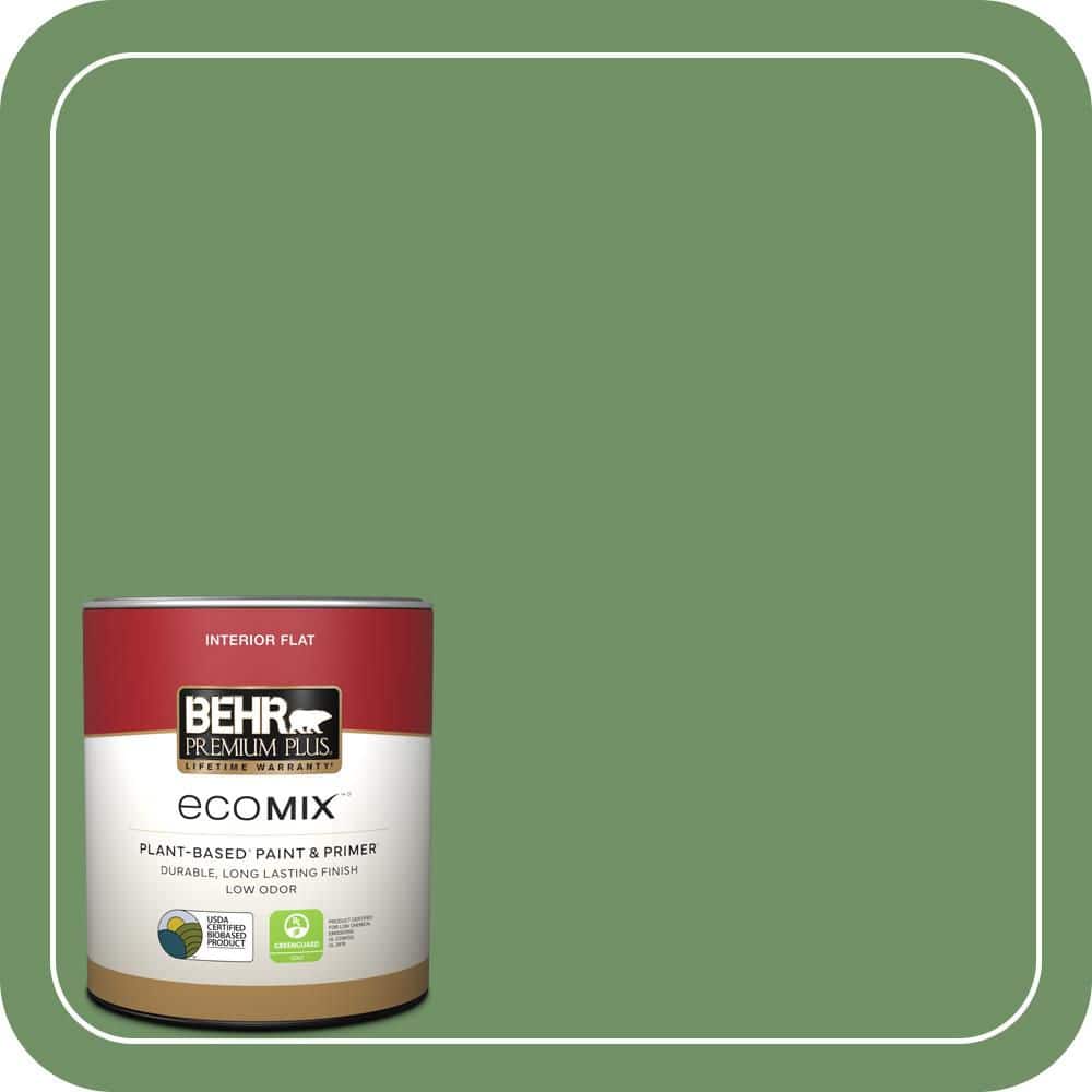 BEHR PREMIUM PLUS 1 qt. #M400-6 Mixed Veggies Flat EcoMix Plant-Based Interior Paint & Primer (1)