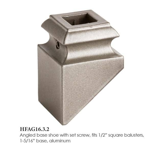 HOUSE OF FORGINGS Square Hole 1.3125 in. Aluminum Angled Baluster Shoe in Ash Grey (2)
