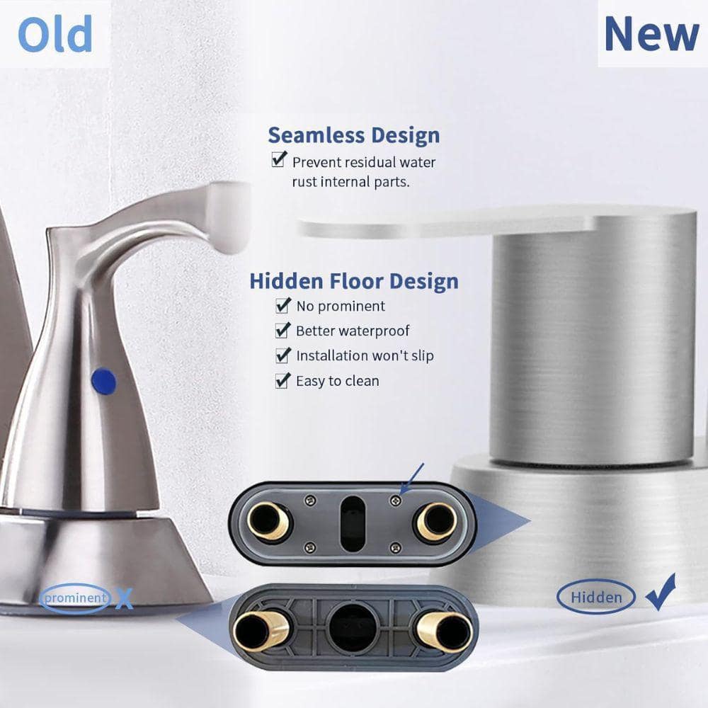 GELE 2-Handle Bathroom Sink Faucet 360° Swivel Spout Centerset 4 in. Vanity Faucet 3-Holes Lavatory Faucet (2)