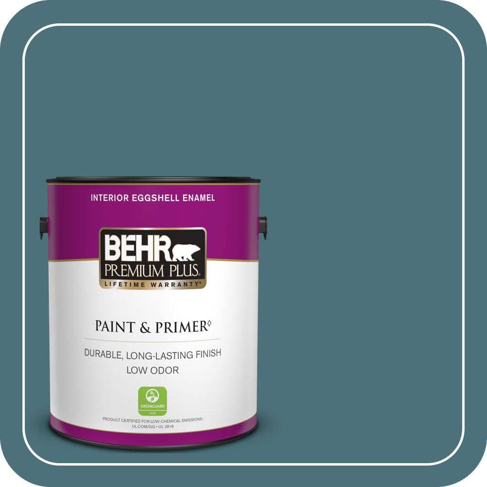 BEHR PREMIUM PLUS 1 Gal. #S450-6A River Rapids Eggshell Enamel Low Odor Interior Paint and Primer (1)