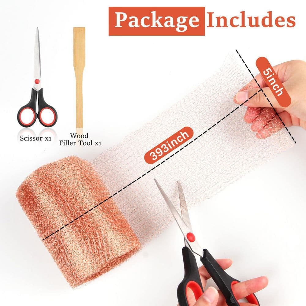 NVNOO 5 in. x 35 ft. Proof Wire Screen Roll for Mice Rat Rodent, Copper Mesh Rodent Control (3)