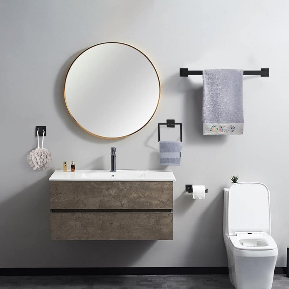 LANDOLT 5-Piece Bath Hardware Set Stainless Steel with Towel Bar, Toilet Paper Holder, Towel Ring and 2-Hooks (4)
