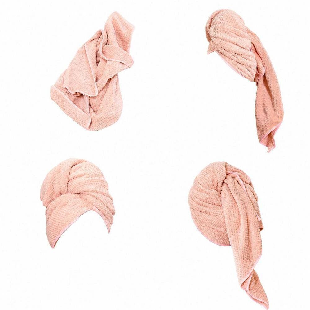 LAIFUCAM Lotus Root Pink Bath Towel Wrap Microfiber Hair Drying Accessory Quick Dry Ultra Absorbent for All Hair 1-Pieces (3)