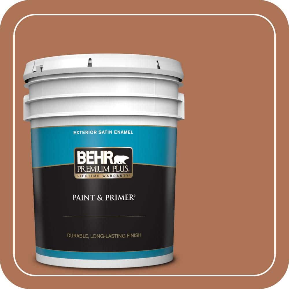 BEHR PREMIUM PLUS 5 gal. #PPU3-15 Glazed Pot Satin Enamel Exterior Paint & Primer