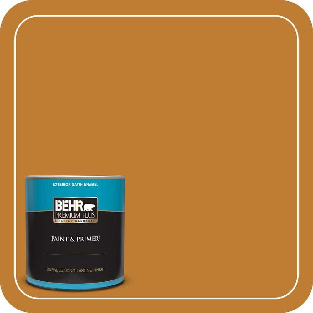 BEHR PREMIUM PLUS 1 qt. #S-H-310 Autumn Fest Satin Enamel Exterior Paint & Primer