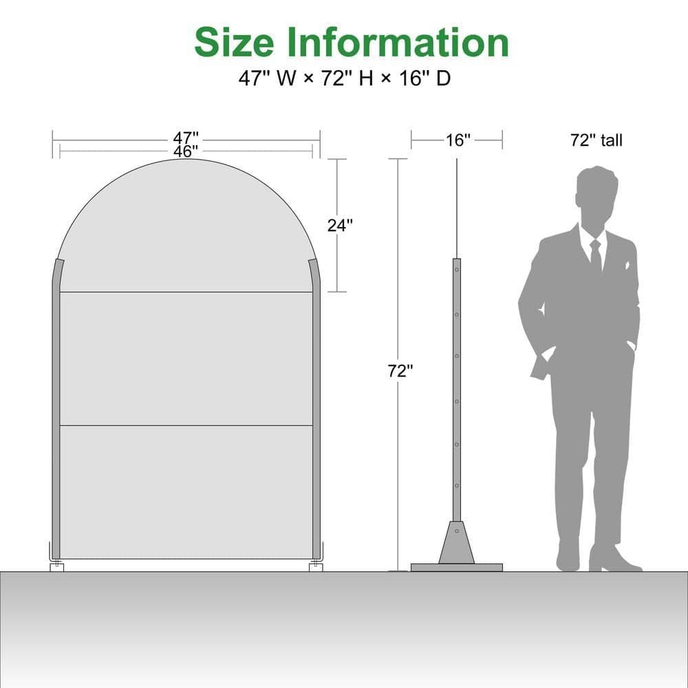 Lirago 72 in. x 47 in. Arched-Top Black Privacy Screen Galvanized Freestanding Panel (3)