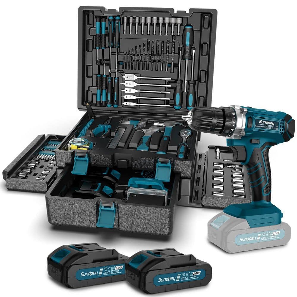 Laybus 255-Piece Tool Kit with 21V Cordless Drill, Portable Complete General Basic Home and Auto Repair Tool Set with Drawer (1)