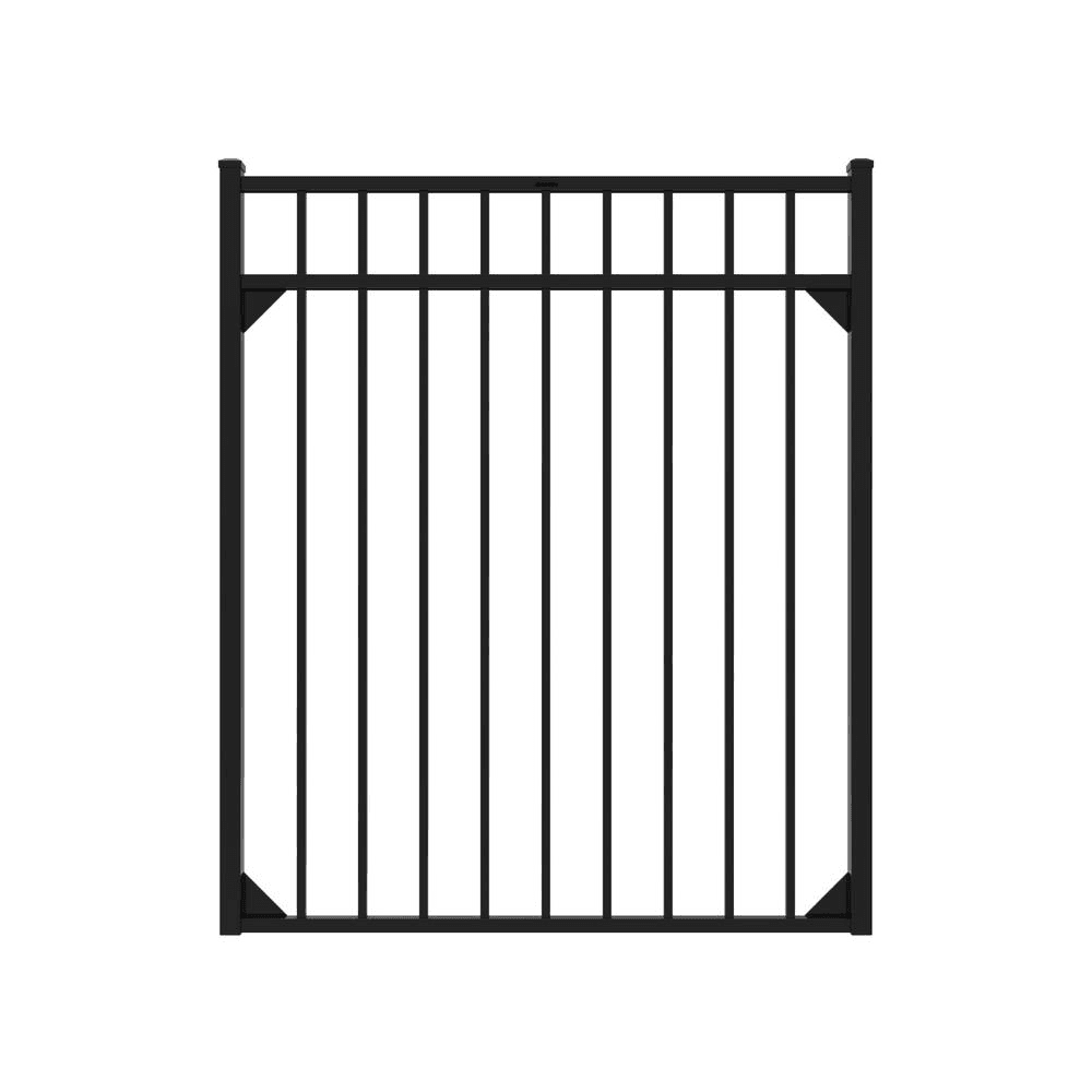 FORTRESS Athens 4.5-ft H x 4-ft W Gloss Black Aluminum Flat Top and Bottom Design Gate for Pool Application