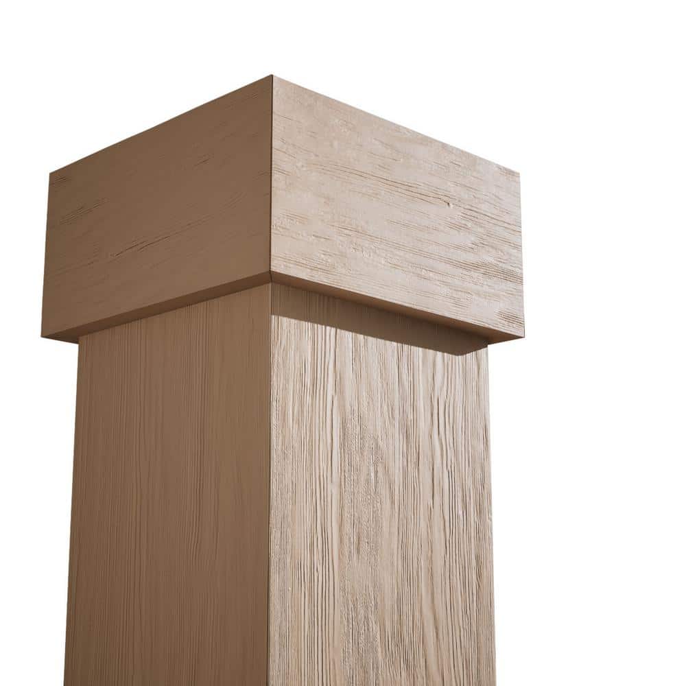 Ekena Millwork 18 ft. Endurathane Faux Wood Non-Tapered Square Column Wrap with Standard Capital and Base (3)
