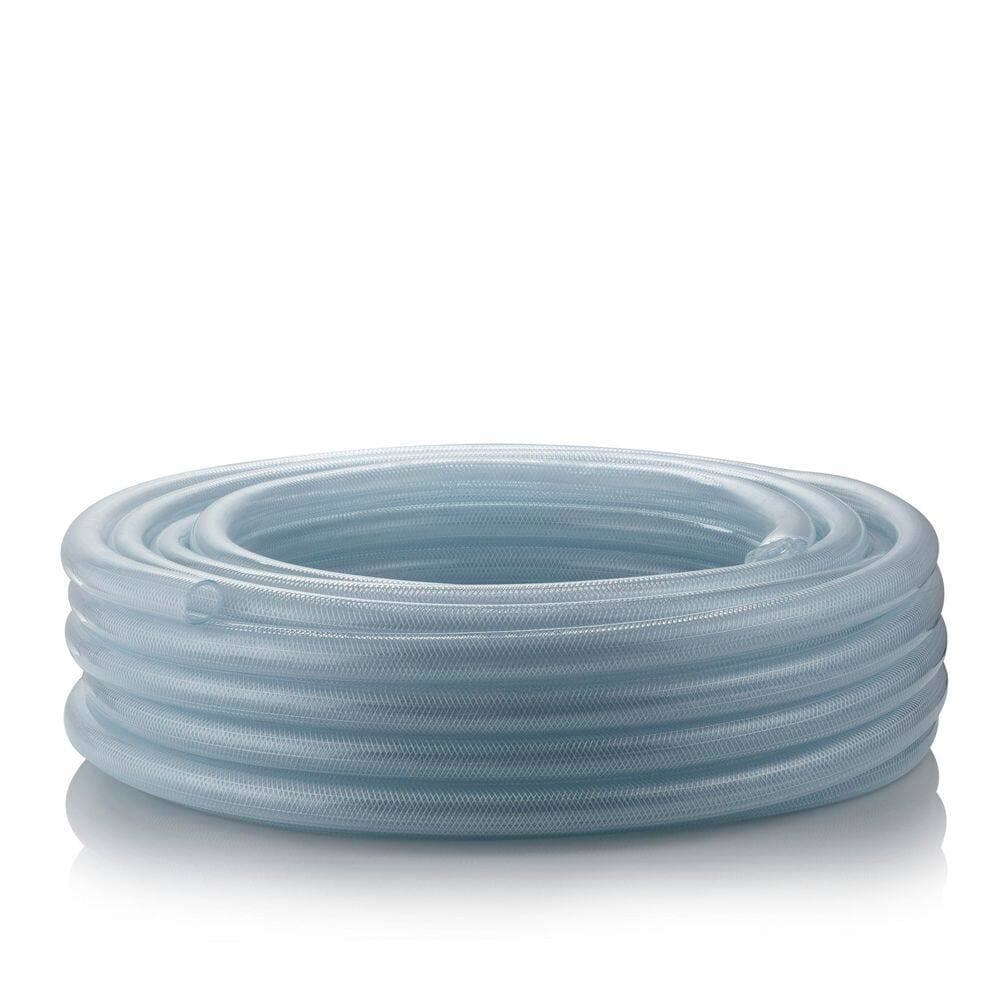 Alpine Corporation 3/8 in. I.D. x 100 ft. Clear Braided High Pressure, Heavy Duty Reinforced PVC Vinyl Tubing for All Applications (3)