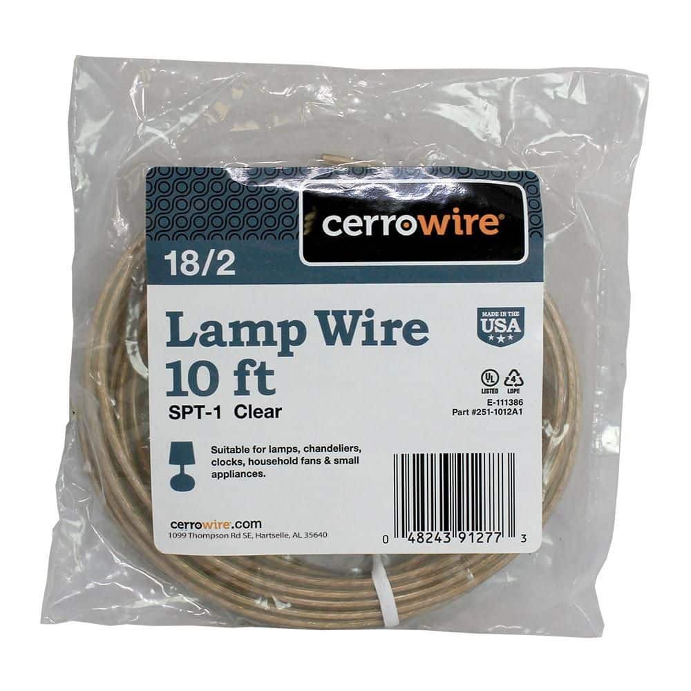 Cerrowire 10 ft. 18/2 Clear Stranded Copper Lamp Wire