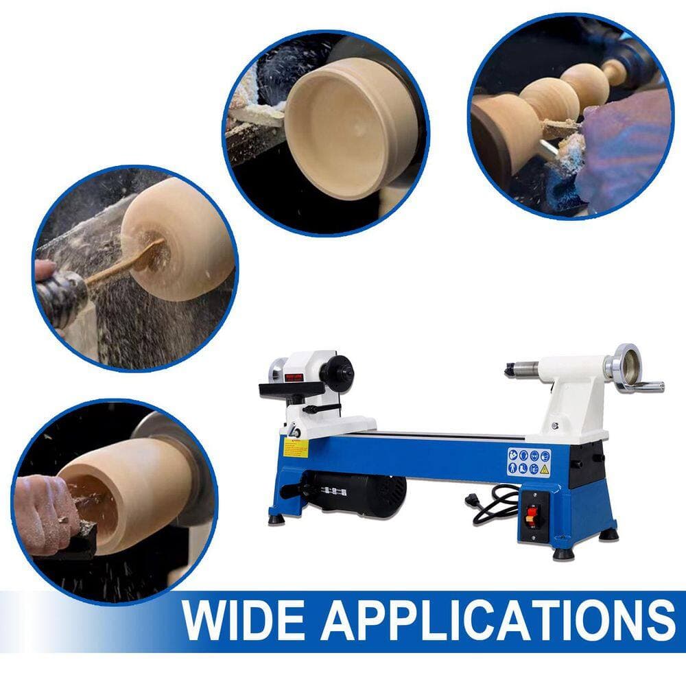 maocao hoom 10" x 18" Benchtop Wood Lathe Machine 5 Variable Speeds 500/750/1150/1800/3200RPM,1/2HP Multifunctional Power Wood Lathe (2)