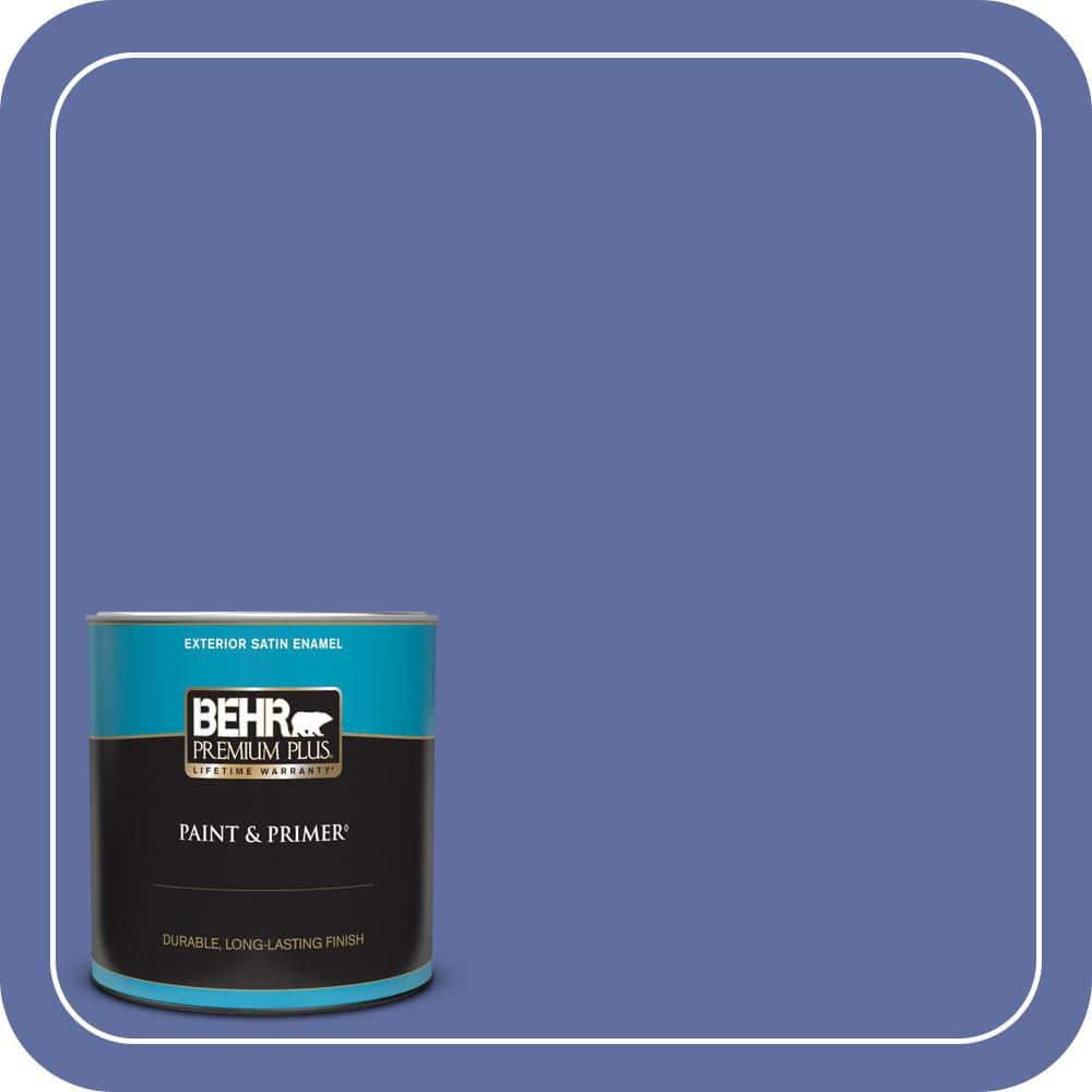 BEHR PREMIUM PLUS 1 qt. #610B-6 Stained Glass Satin Enamel Exterior Paint & Primer