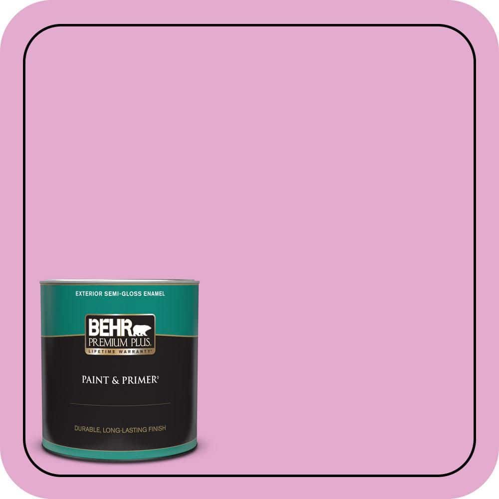 BEHR PREMIUM PLUS 1 qt. #680A-3 Pink Bliss Semi-Gloss Enamel Exterior Paint & Primer