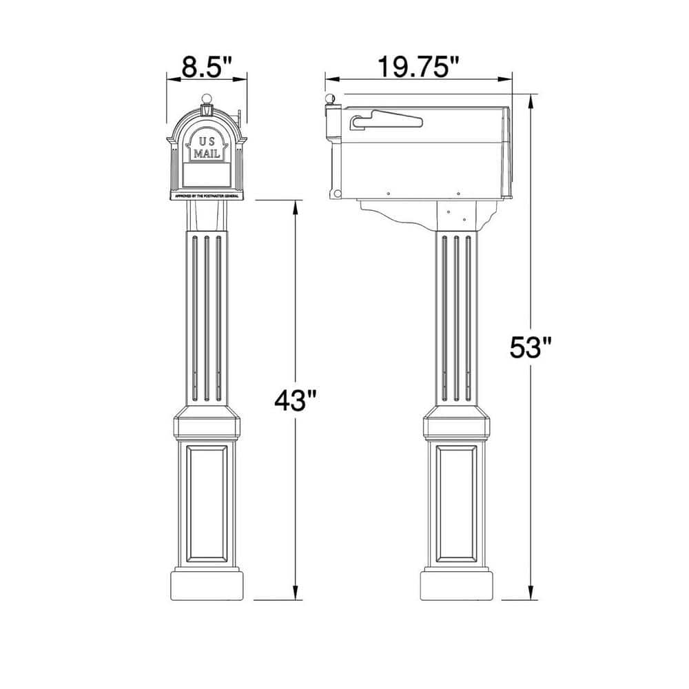 Postal PRO Craftsman Mailbox and Post Kit, Black (2)
