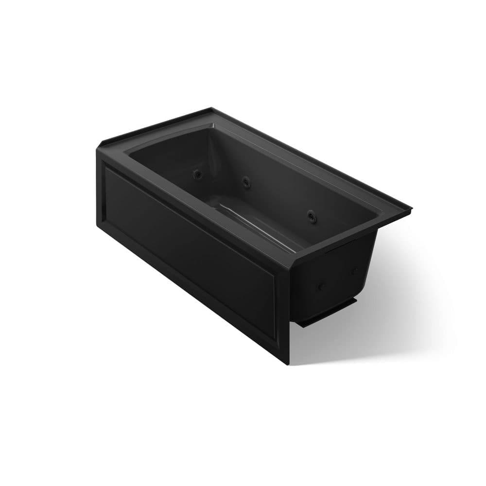 KOHLER Archer 60 in. x 30 in. Whirlpool Bathtub with Right Drain in Black