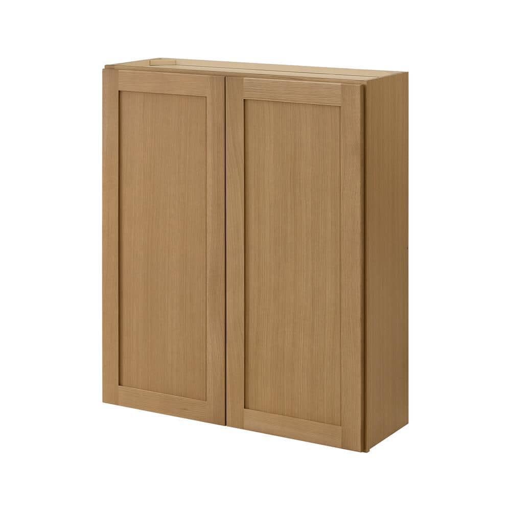 Hampton Bay Avondale 36 in. W x 12 in. D x 42 in. H Ready to Assemble Plywood Shaker Wall Kitchen Cabinet in White Oak