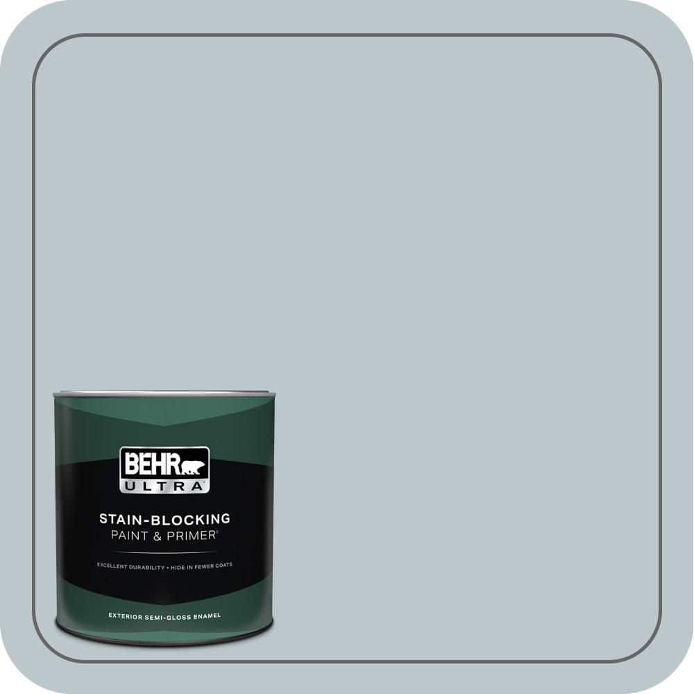 BEHR ULTRA 1 qt. #PPH-42 Nautical Gray Semi-Gloss Enamel Exterior Paint & Primer