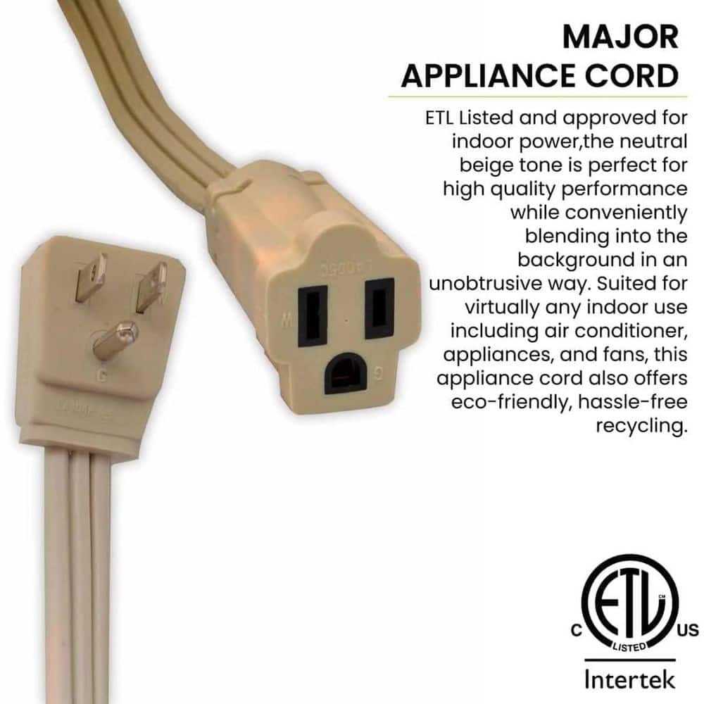 GoGreen Power (G-25603-4) 3 ft. 14/3 Indoor Appliance Extension Cord, Beige, 4 PACK (2)