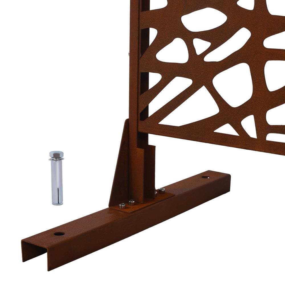 Boosicavelly 76 in. H x 48 in. W Rust Red Steel Privacy Fence Screen for Garden (2)