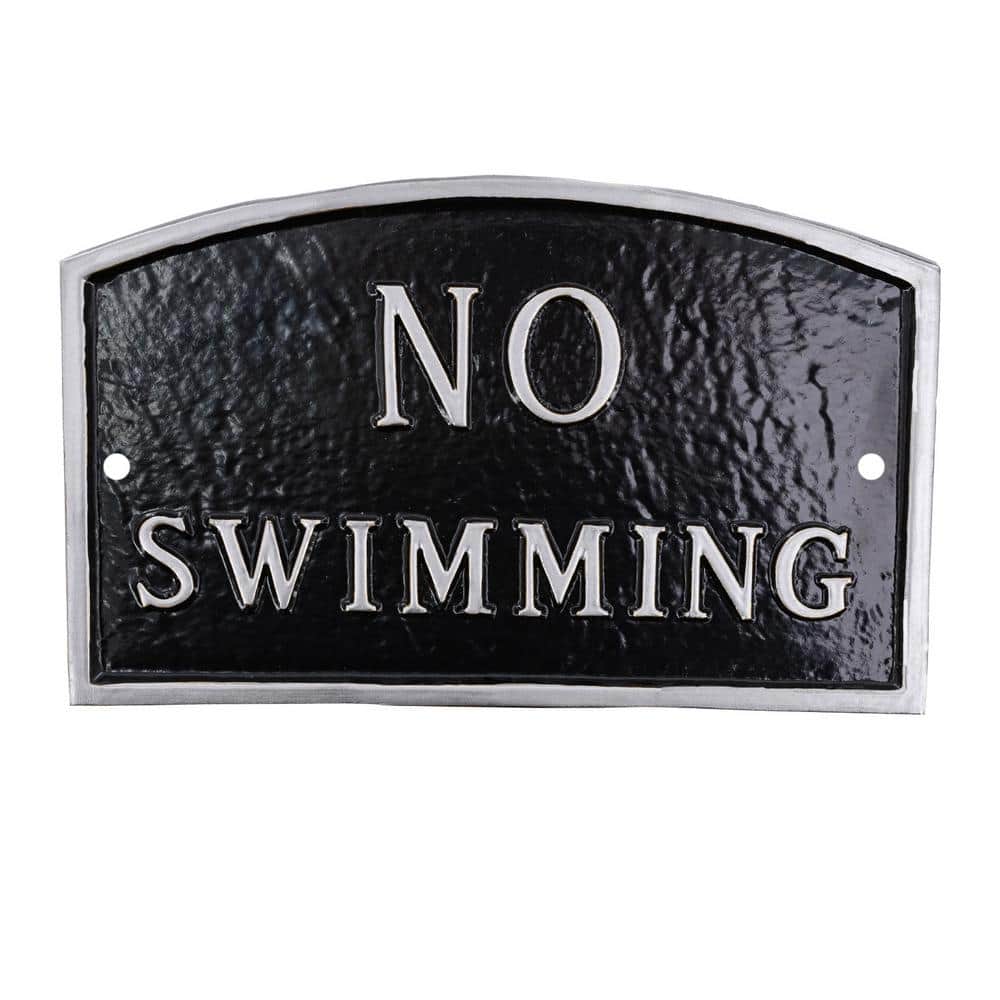 Montague Metal Products 10 in. x 15 in. Standard Arch No Swimming Statement Plaque Sign - Black/Silver