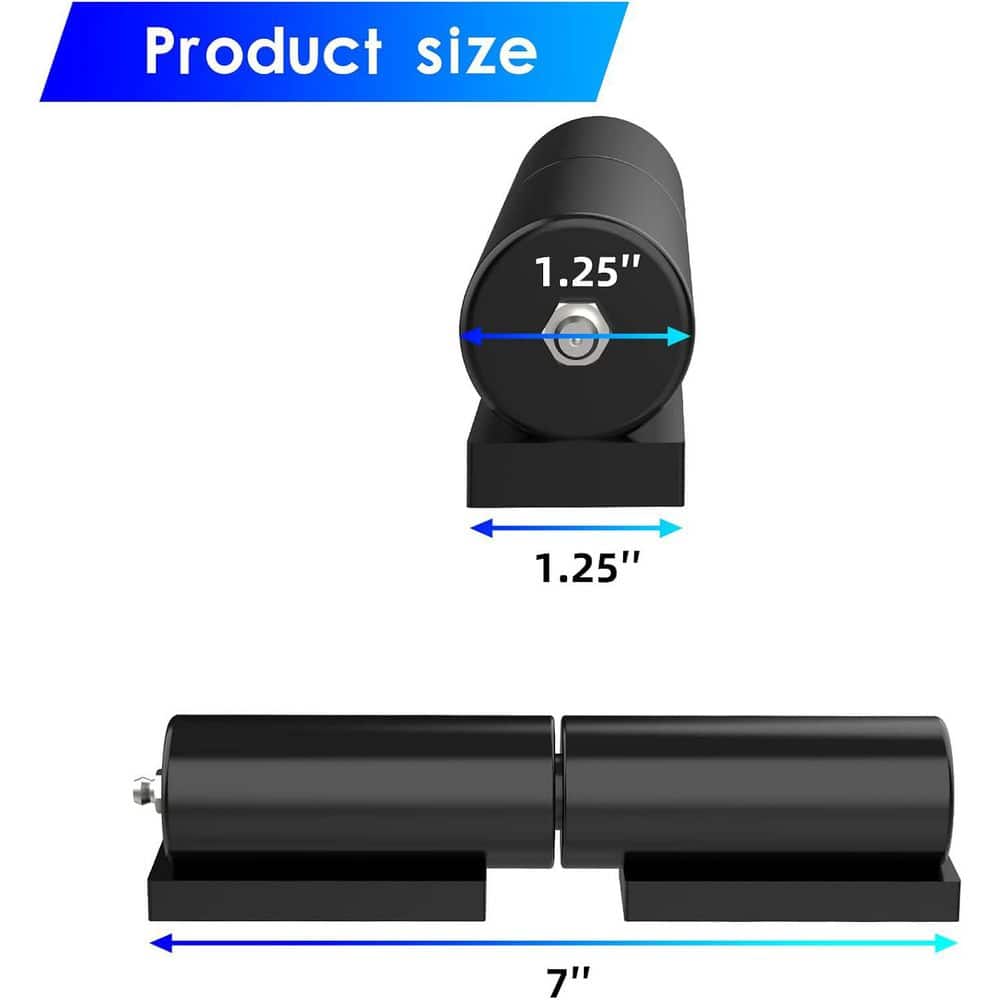 Unbranded Heavy Duty Gate Hinges 7 in. x 1.25 in. x Durable Black Iron for Swing Door Trailer Ramp Metal Driveway Gate 2 Pack (2)