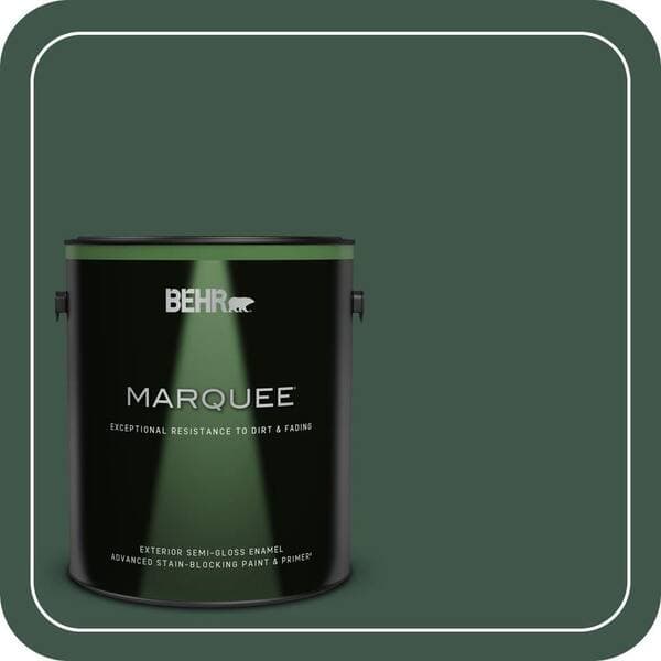 BEHR MARQUEE 1 gal. #470F-7 Deep Jungle Semi-Gloss Enamel Exterior Paint & Primer (2)