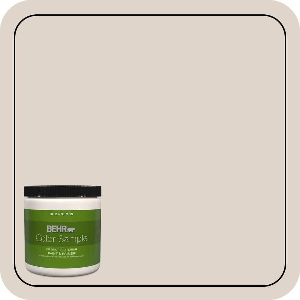 BEHR PREMIUM PLUS 8 oz. #N230-1 Castle Beige Semi-Gloss Interior/Exterior Paint & Primer Color Sample