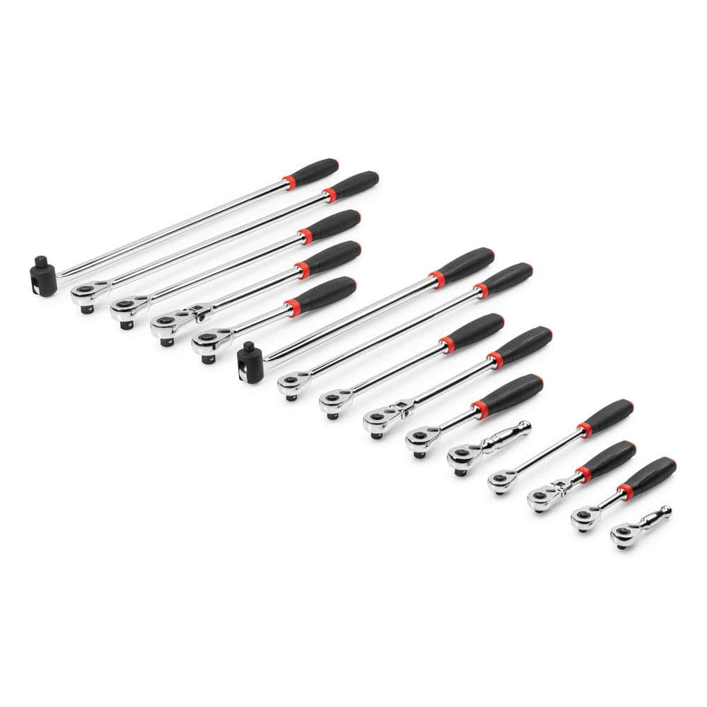 TEKTON 1/4,3/8,1/2 in. Drive Quick-Release Comfort Grip Ratchet and Breaker Bar Set (15-Piece) (2)