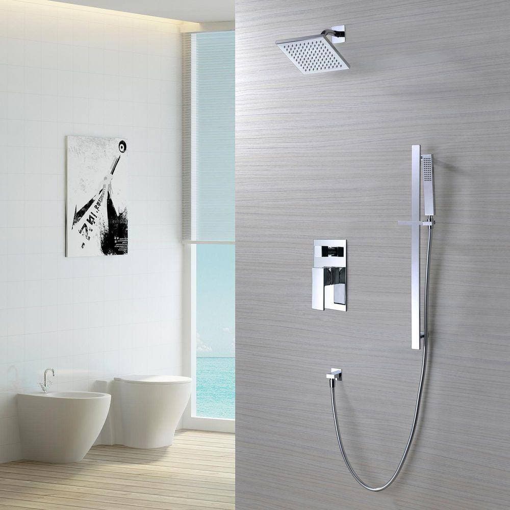 SUMERAIN Flexible Height Single Handle 1-Spray Shower Faucet 1.8 GPM with Ceramic Disc Valves in. Chrome (Valve Included) (3)