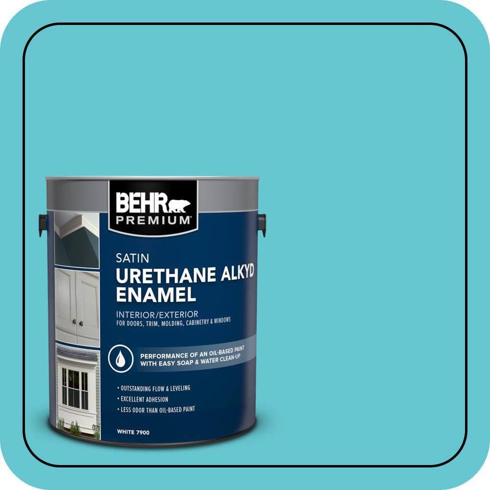 BEHR PREMIUM 1 gal. #P470-4 Paradise Sky Urethane Alkyd Satin Enamel Interior/Exterior Paint
