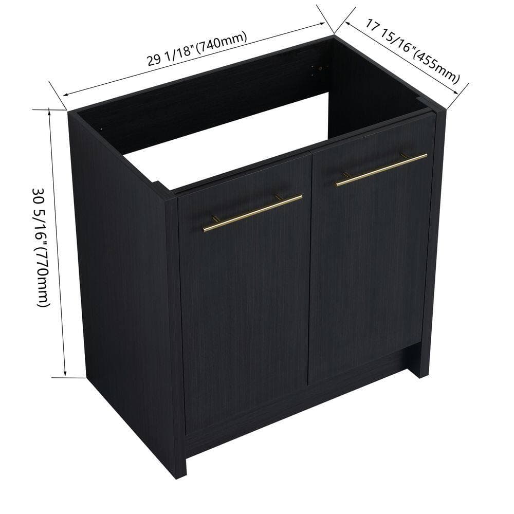 Buruis 30 in. Bath Vanity Cabinet without Top in Black with Soft Closing Door Hinges, Basin Not Included (2)