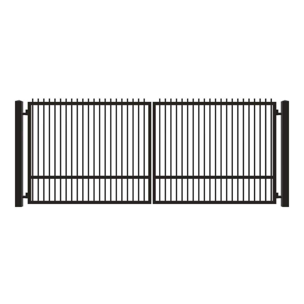 Unbranded Driveway Gate — Swing, Center, Finials, Single, Black — 186"W x 72"H (1)