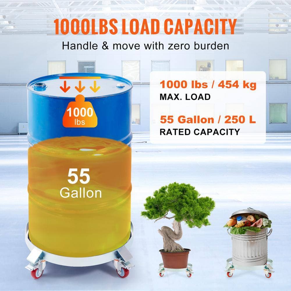 SVOPES 2-piece 55 Gal. Heavy Duty Drum Dolly, 1000 lbs. Load Capacity, Barrel Cart with Steel Frame, 4 Swivel Casters (3)