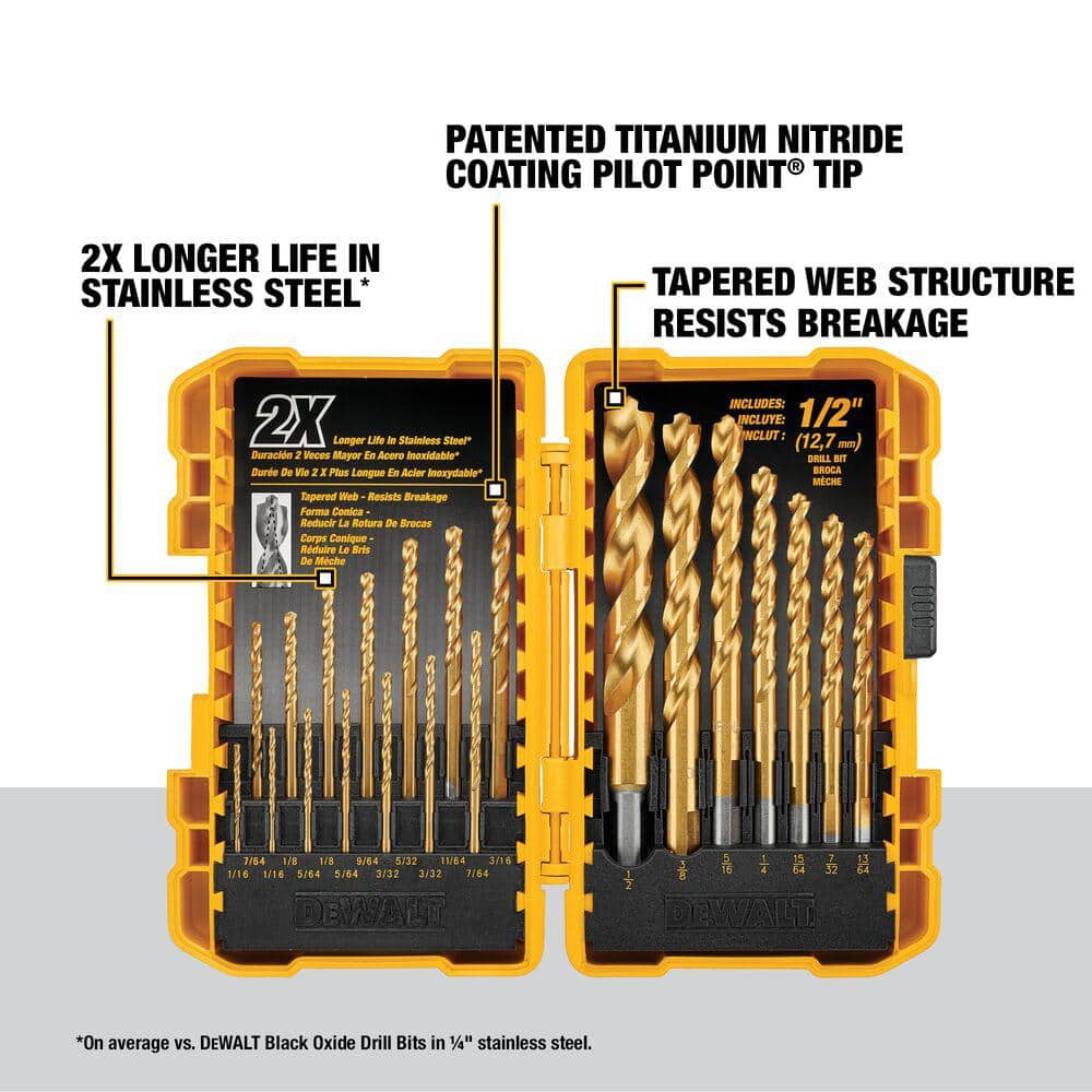DEWALT Titanium Nitride Coated Pilot Point Drill Bit Set (21-Piece) (2)