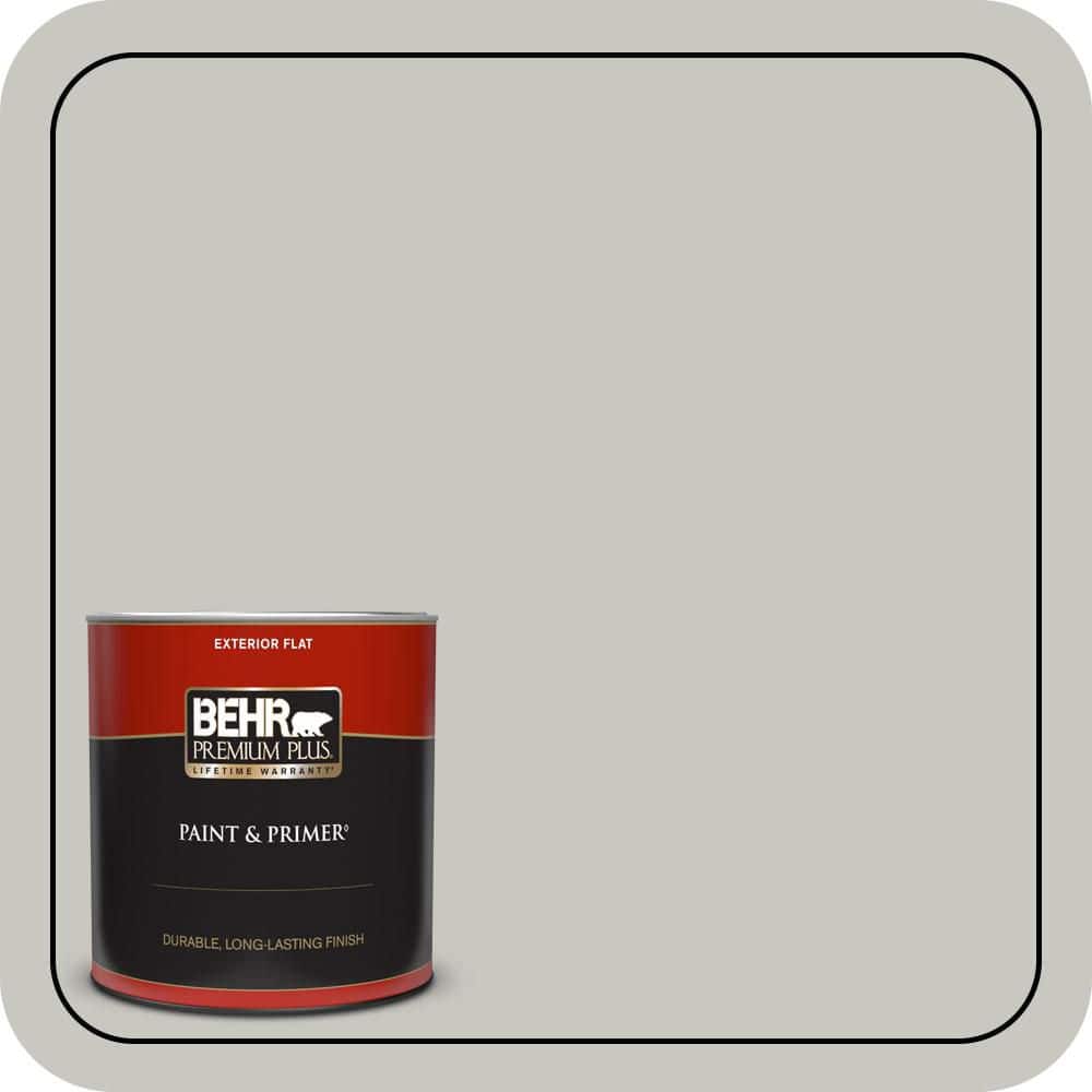 BEHR PREMIUM PLUS 1 qt. #N360-2 Silver Marlin Flat Exterior Paint & Primer