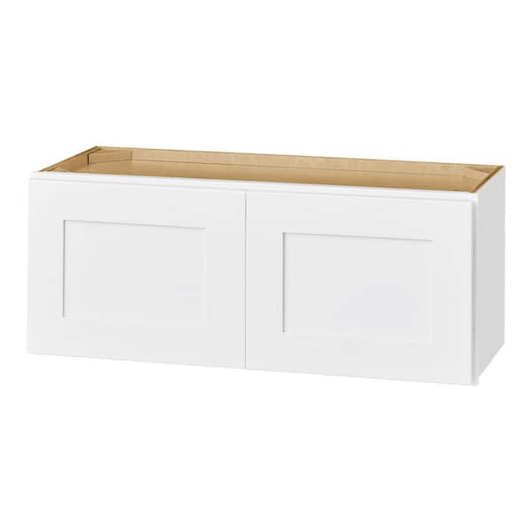 Hampton Bay Avondale 30 in. W x 12 in. D x 12 in. H Ready to Assemble Plywood Shaker Wall Bridge Kitchen Cabinet in Alpine White (2)