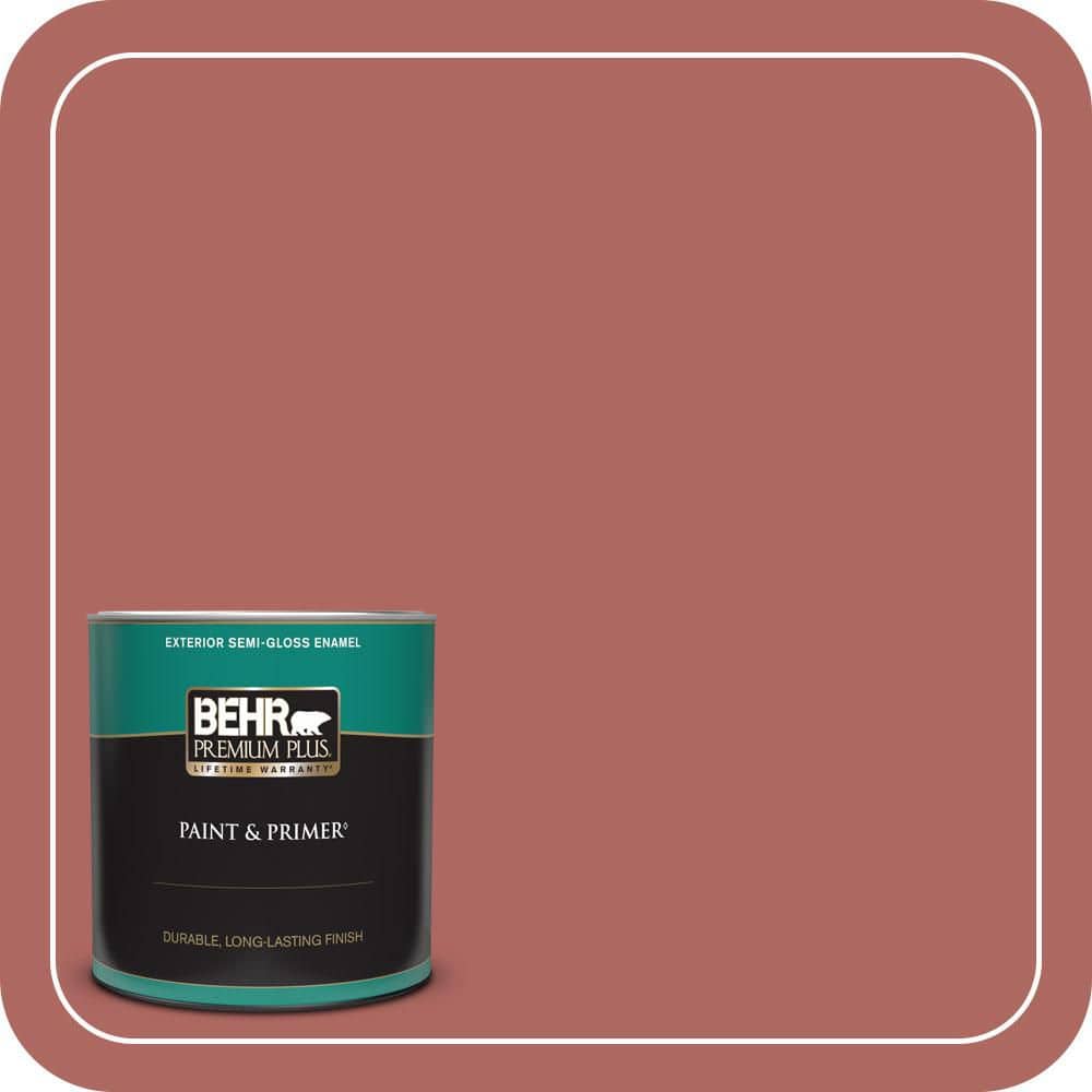 BEHR PREMIUM PLUS 1 qt. #PPU2-13 Colonial Brick Semi-Gloss Enamel Exterior Paint & Primer