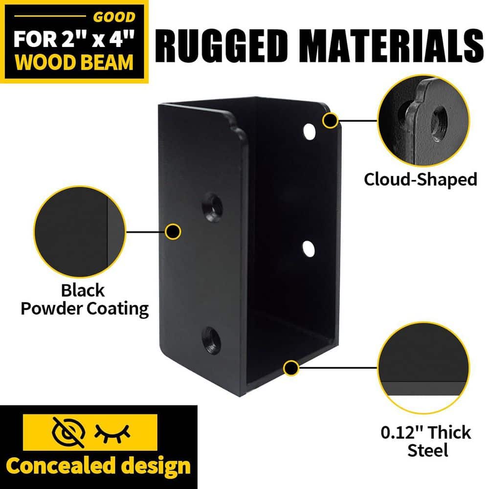Afoxsos U-Shaped Deck Railing Bracket Connectors with Screws for 2 x 4 Lumber Stair Handrail Concealed Connectors 12-Pack (2)