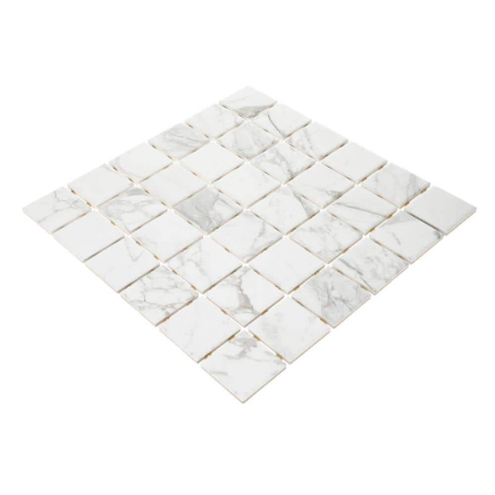 Marazzi EpicClean Milton Arabescato Marble 12 in. x 12 in. Glazed Ceramic Mosaic Tile (1 sq. ft. / piece) (4)