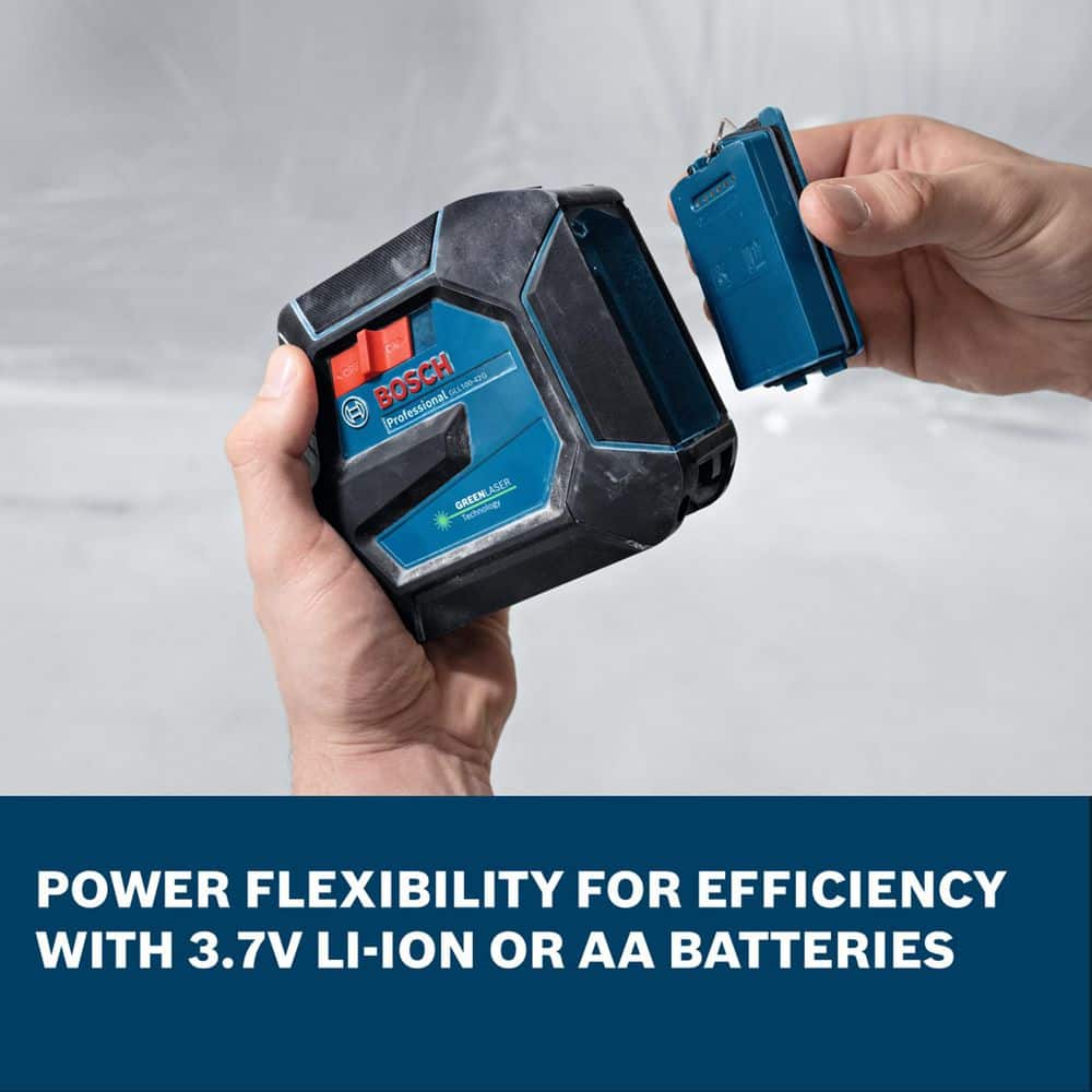 Bosch 100 ft. Green Self Leveling Line Laser Level with Li-Ion Battery, Adjustable L-Bracket Mount and Hard Carrying Case (4)