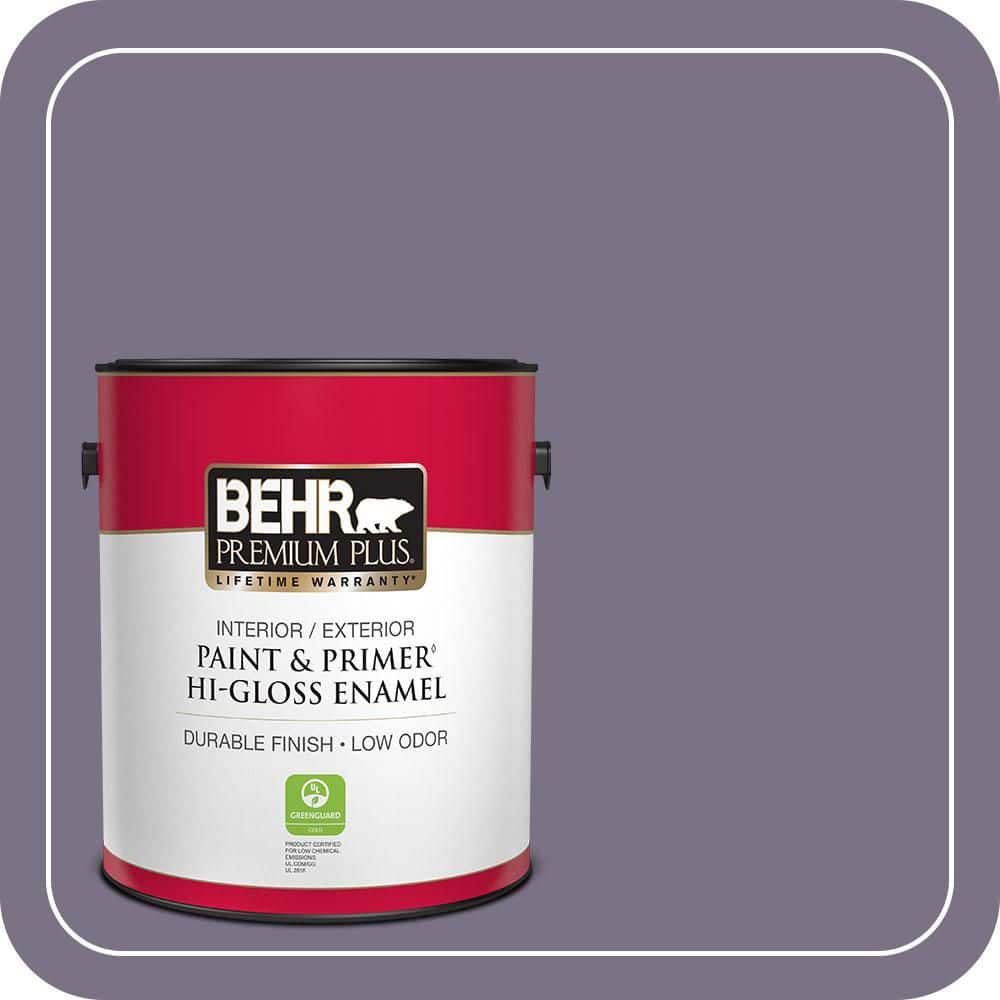 BEHR PREMIUM PLUS 1 gal. #660F-6 Peruvian Violet Hi-Gloss Enamel Interior/Exterior Paint & Primer