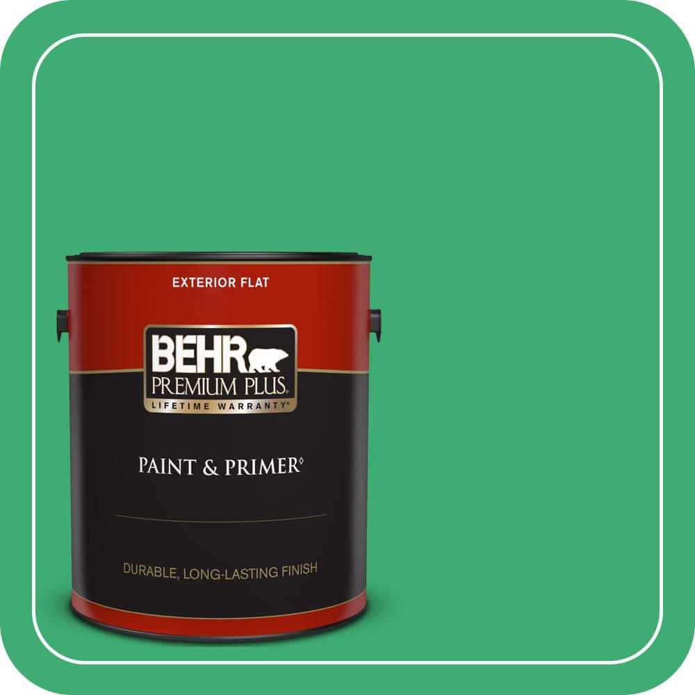 BEHR PREMIUM PLUS 1 gal. #460B-5 Fresh Greens Flat Exterior Paint & Primer