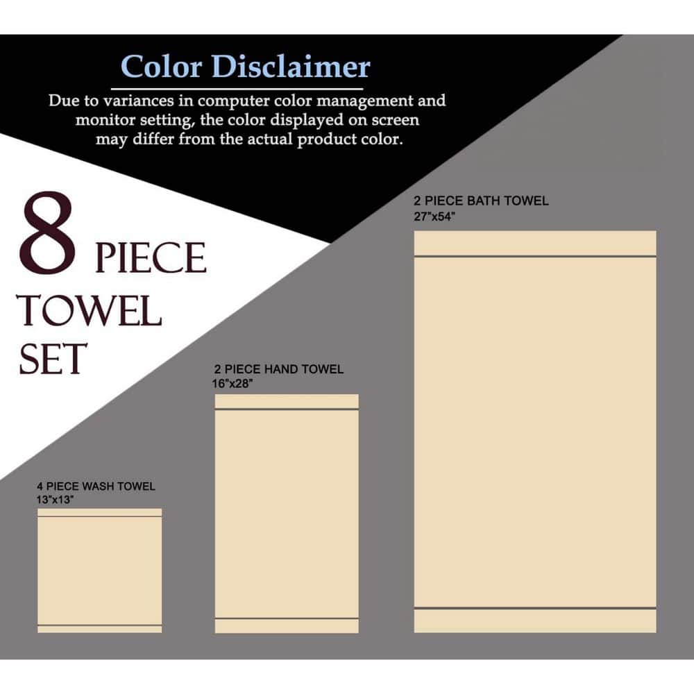 Wudkey 8-Piece Black Cotton Towel Set with Oversized Bath, Hand, and Wash Cloths for Everyday, Hotel, and Spa Use (2)