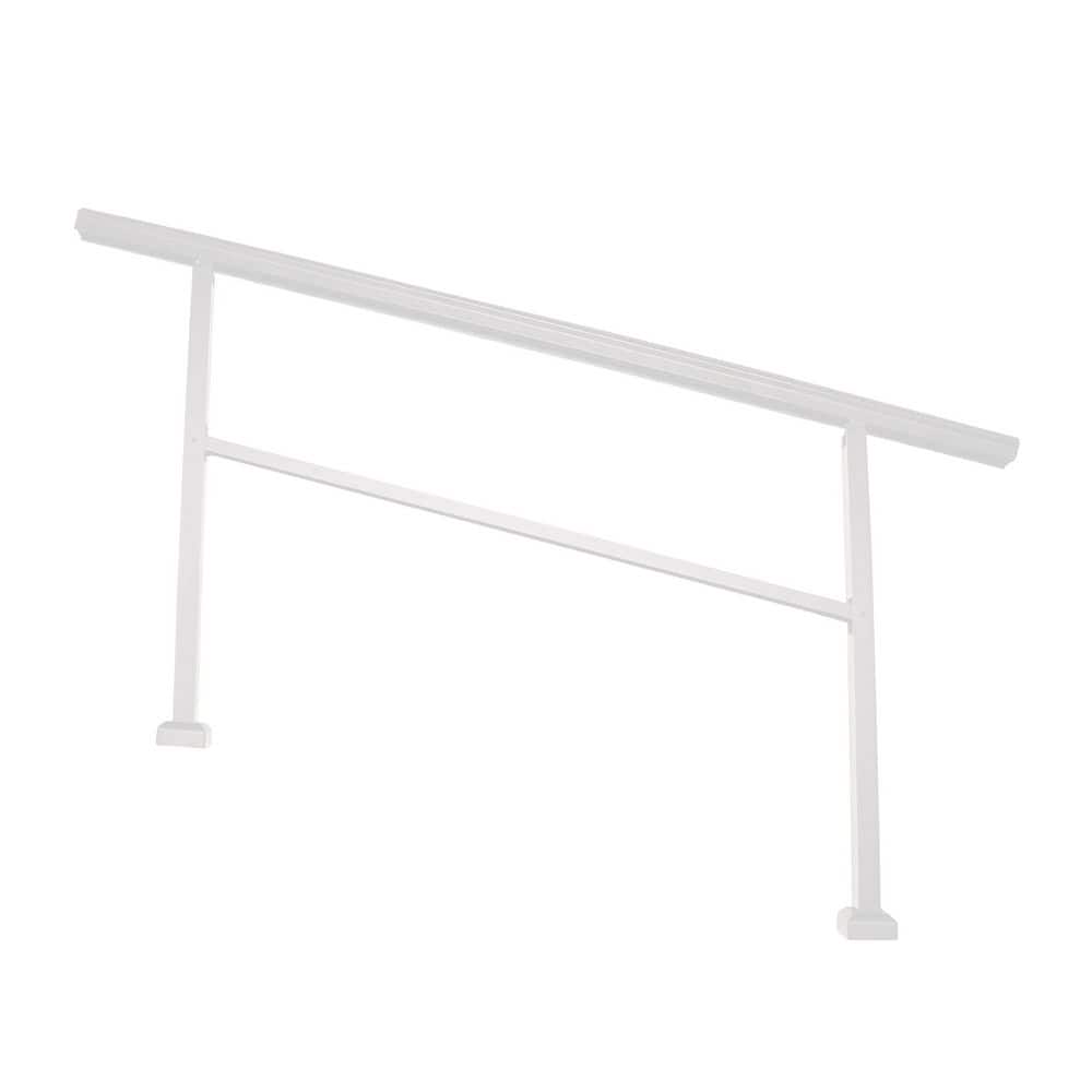 NUVO IRON 37 in. x 60 in. White Aluminum Stair Railing Kit for 4-5 Steps, Posts and Hand Railing Hardware Included