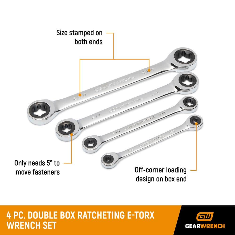 GEARWRENCH 72-Tooth 6-Point E-Torx Ratcheting Double Box-End Wrench Set (4-Piece) (2)