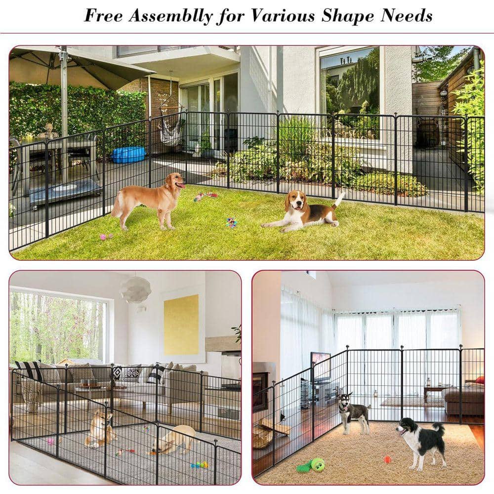 KIWDZFU 40 in. Heavy Duty Metal Dog Playpen 8 Panels Portable Pet Fence for Large Medium Small Dogs Indoor Outdoor Yard Camping (2)