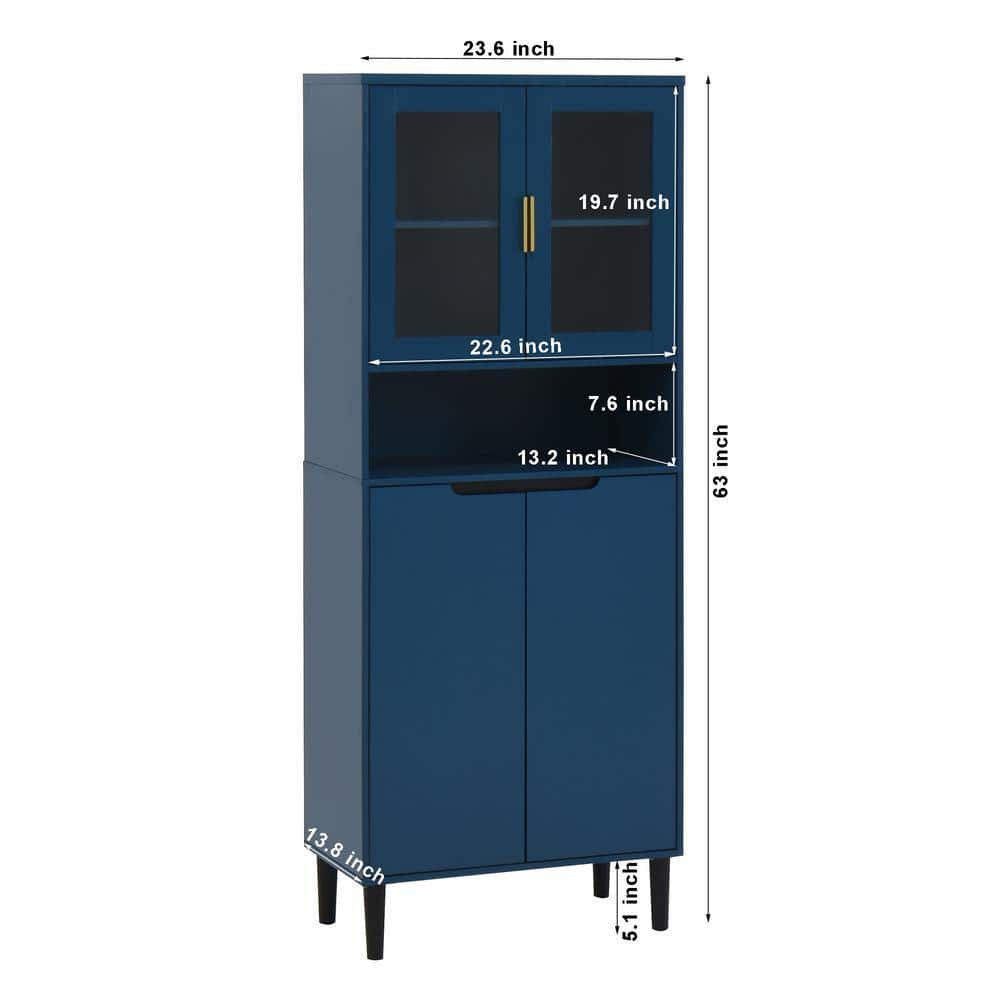 COWLOWN 23.62 in. W x 13.78 in. D x 63 in. H Bathroom Blue Linen Cabinet (2)