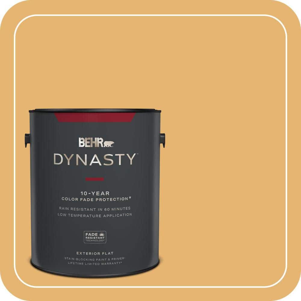 BEHR DYNASTY 1 gal. #PPU6-04 Pyramid Gold Flat Exterior Stain-Blocking Paint & Primer